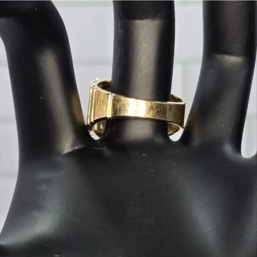 Vintage SZ 10 14k Yellow Gold 8.92g & Diamonds Square Cocktail Ring